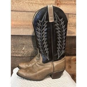 TEXAS All-America Cowboy Rodeo Leather 2-Tone Boots sz 7M Mens